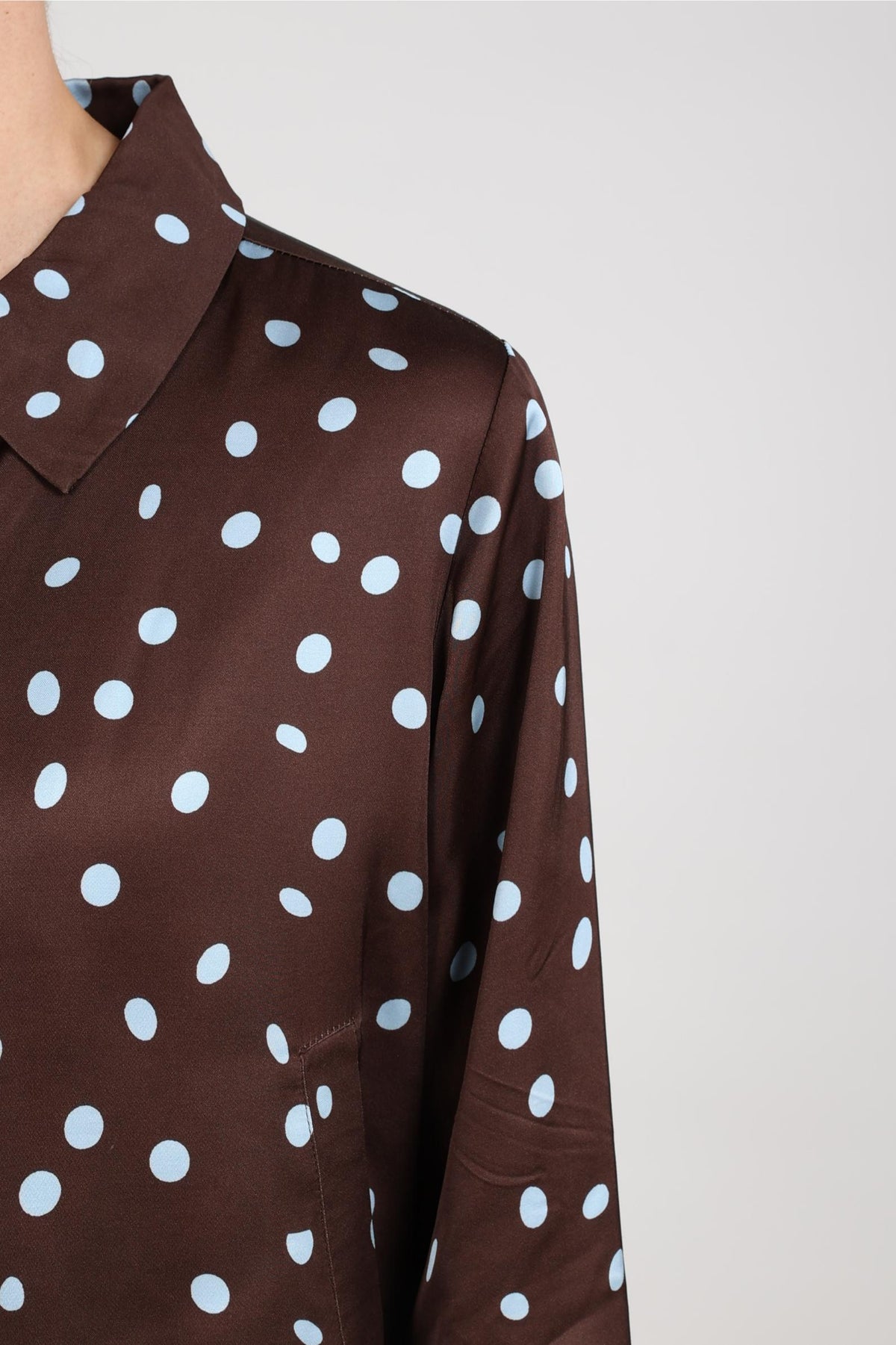 Doreen Bomber Dots | Chocolate/Sky