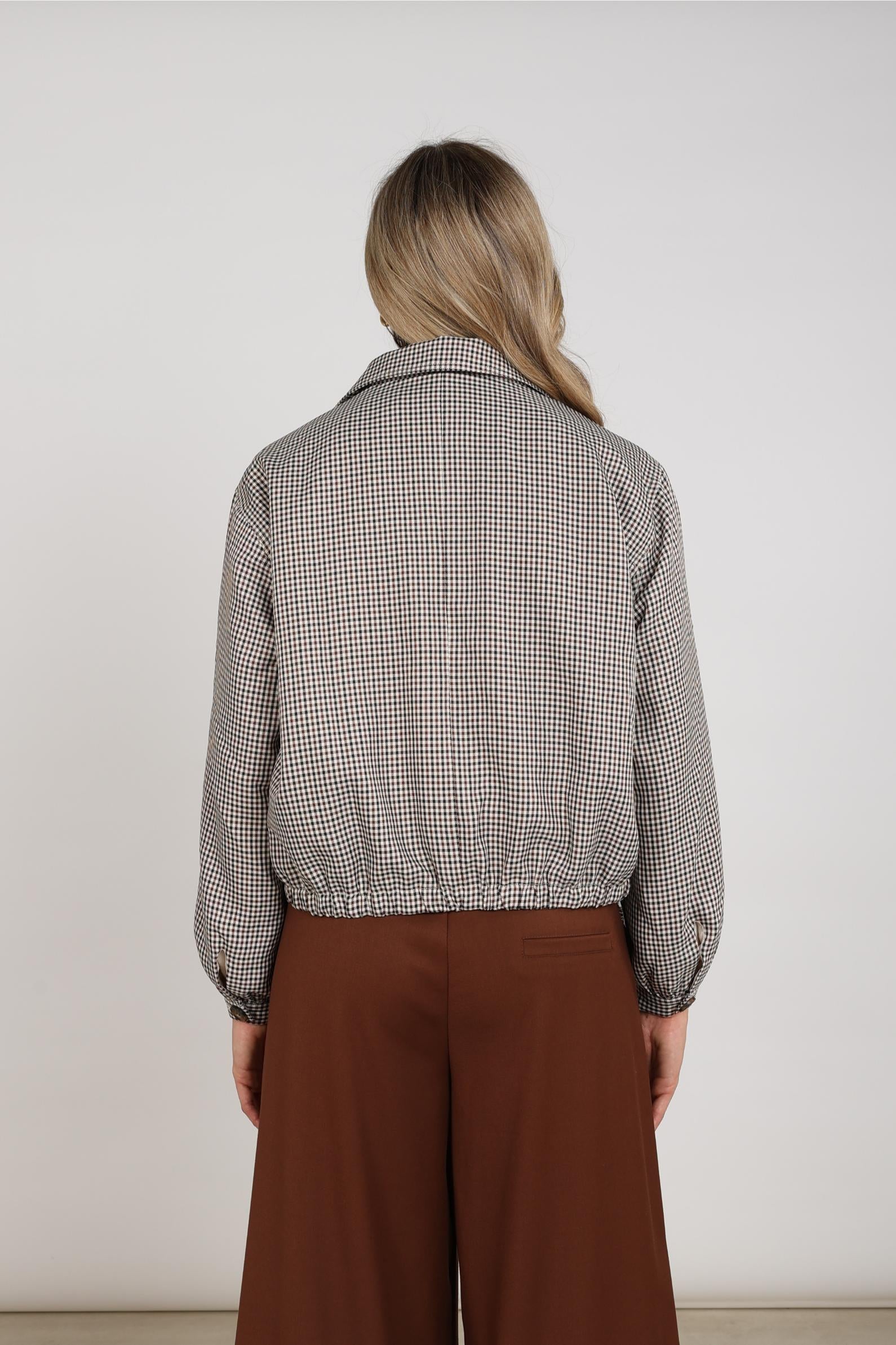 Dominique Jacket Check | Offwhite/Espresso