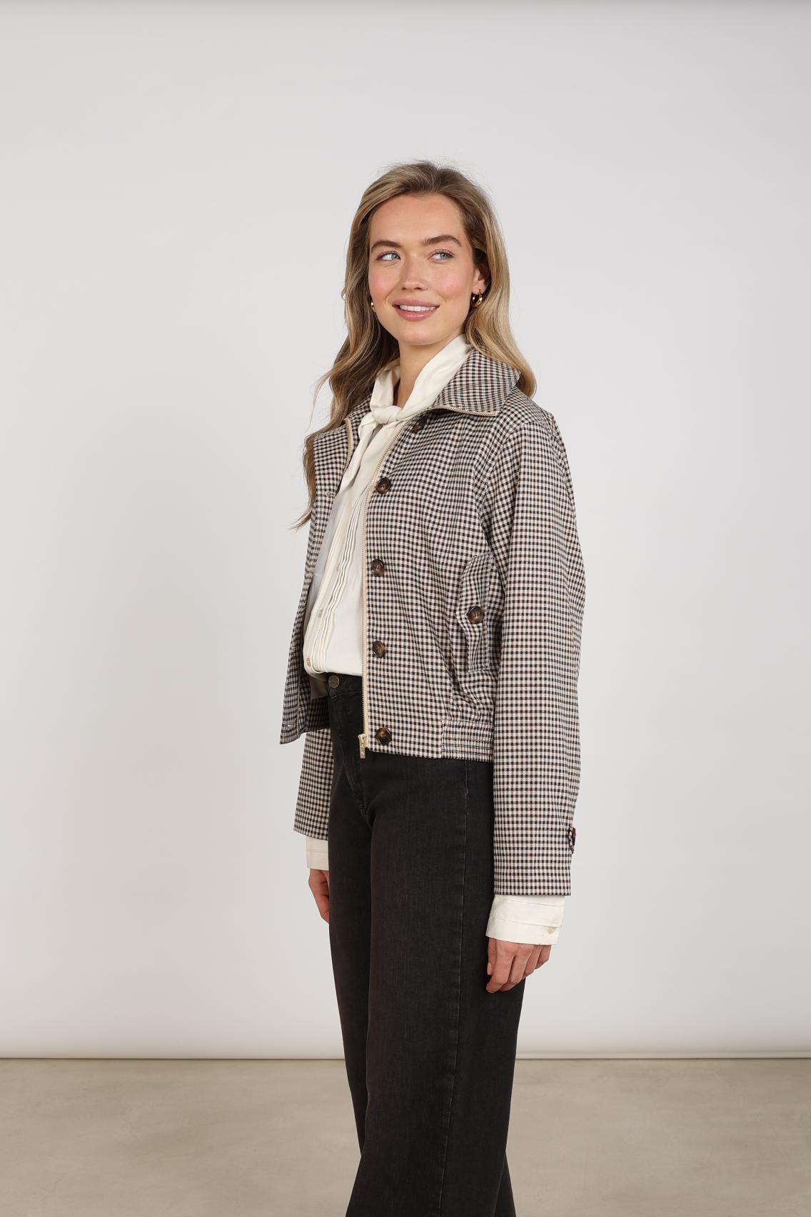 Dahlia Jacket Check | Sand/Chocolate
