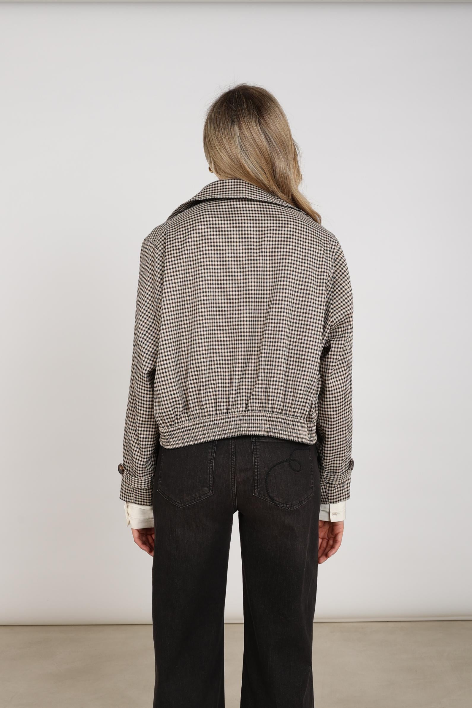 Dahlia Jacket Check | Sand/Chocolate