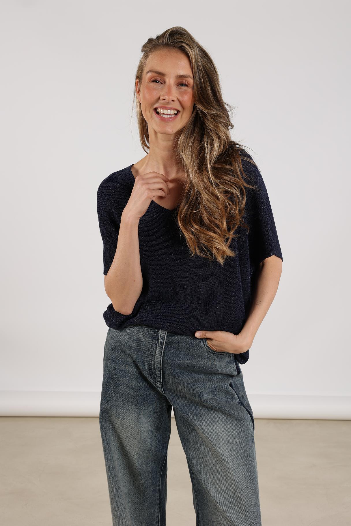 Dina Top Lurex | Navy