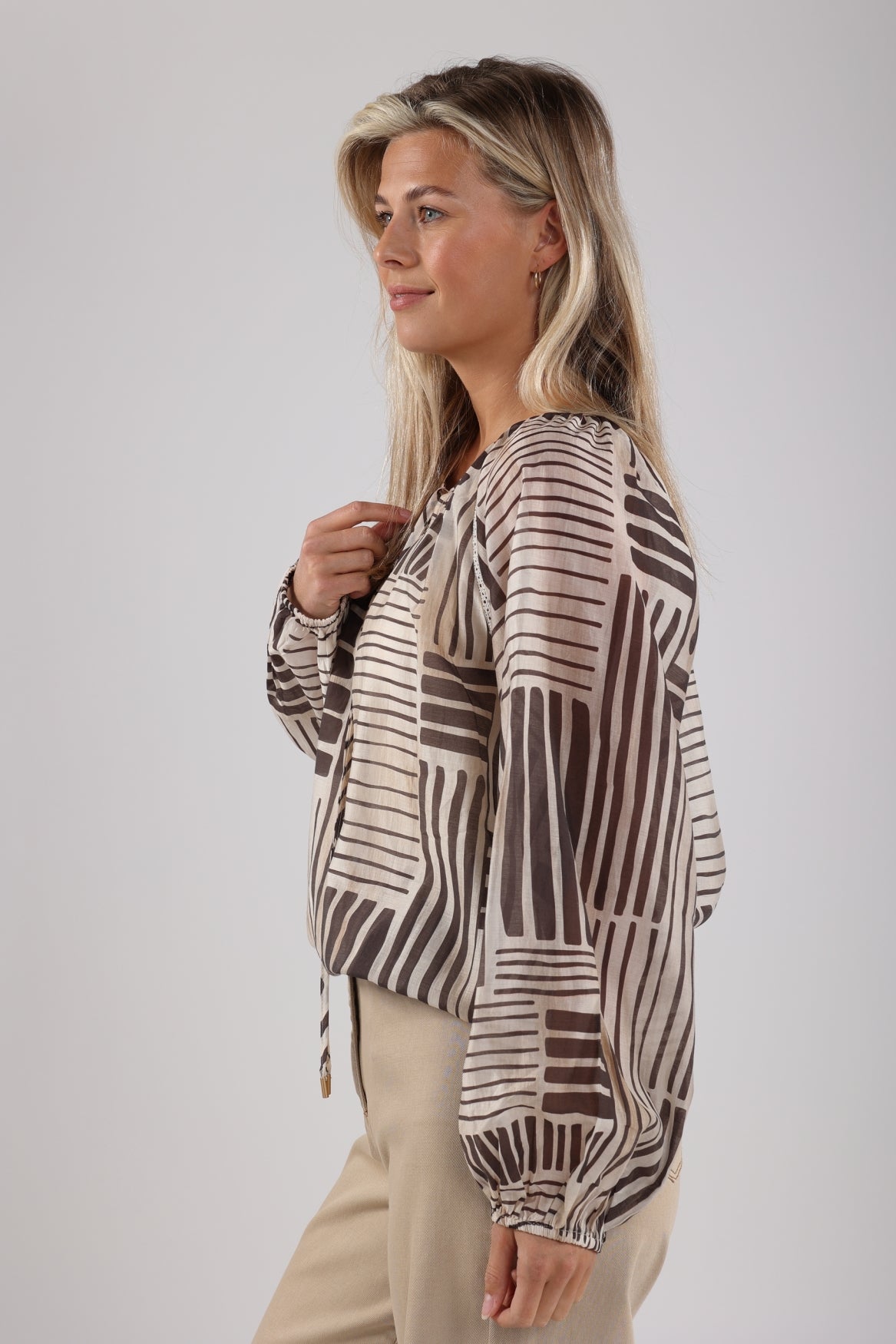 Yoni Top Stripes | Offwhite/Greige