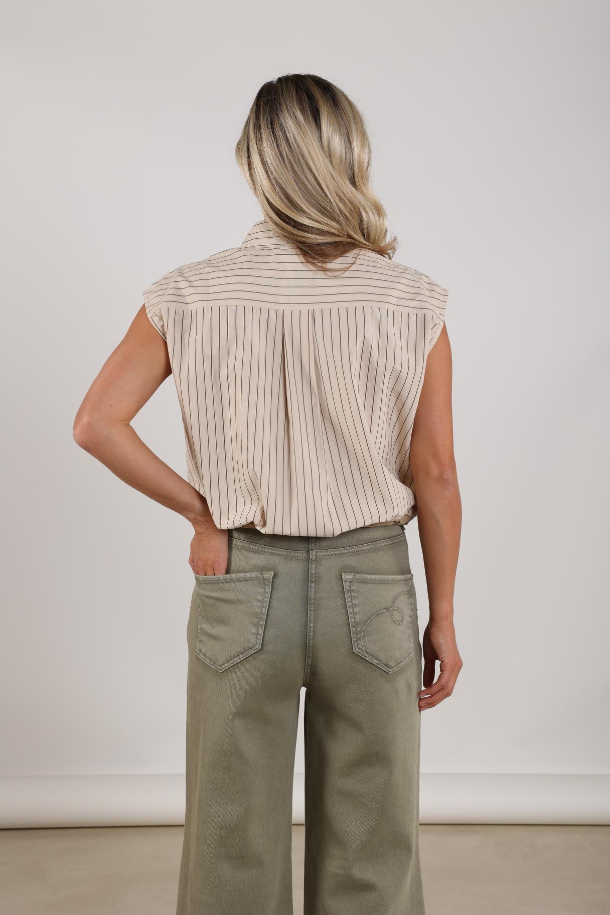 Abby Top Stripe | Sand