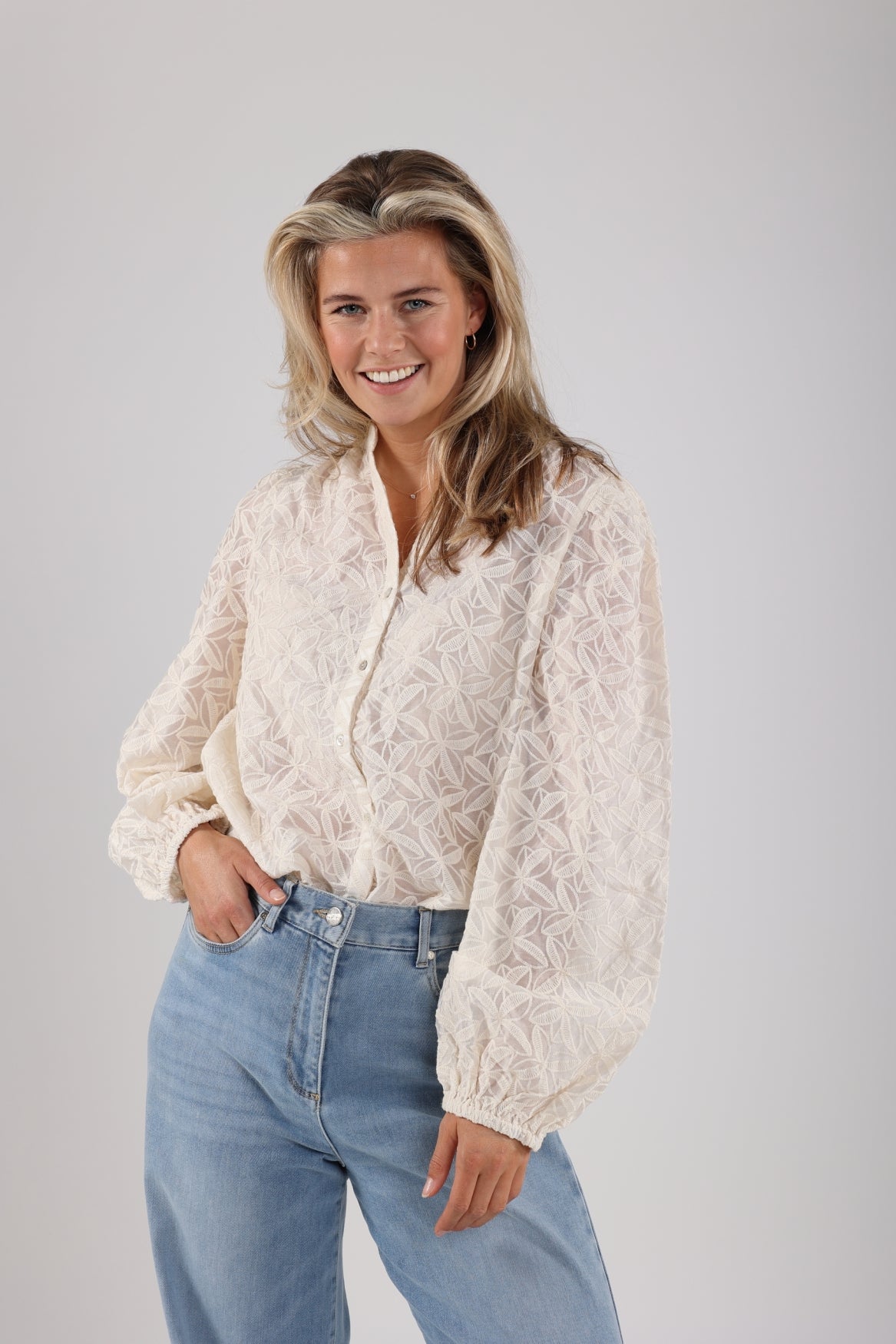 Malaga Blouse Embroidery | Off White