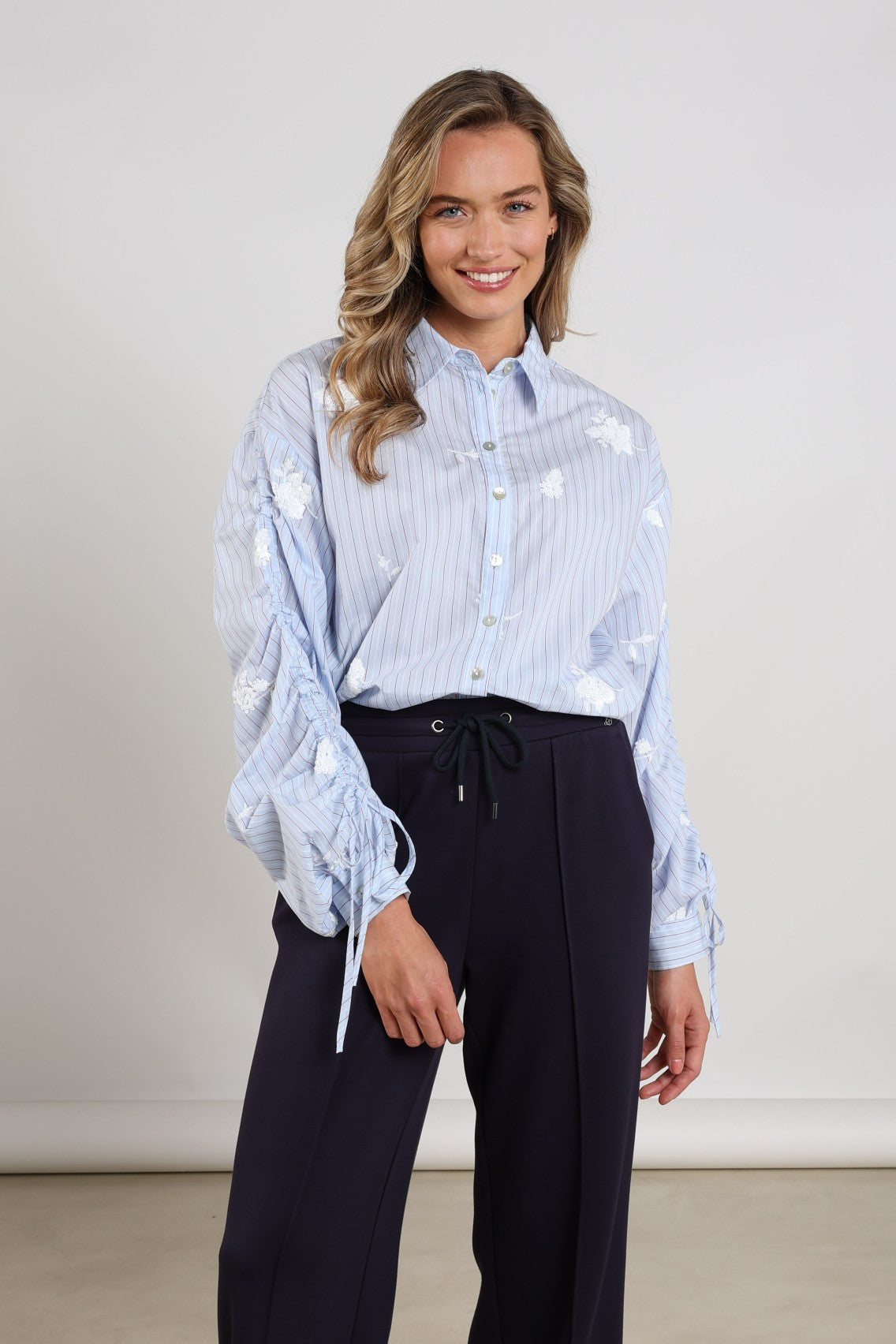 Rosa Blouse Stripe | Sky/Kiss
