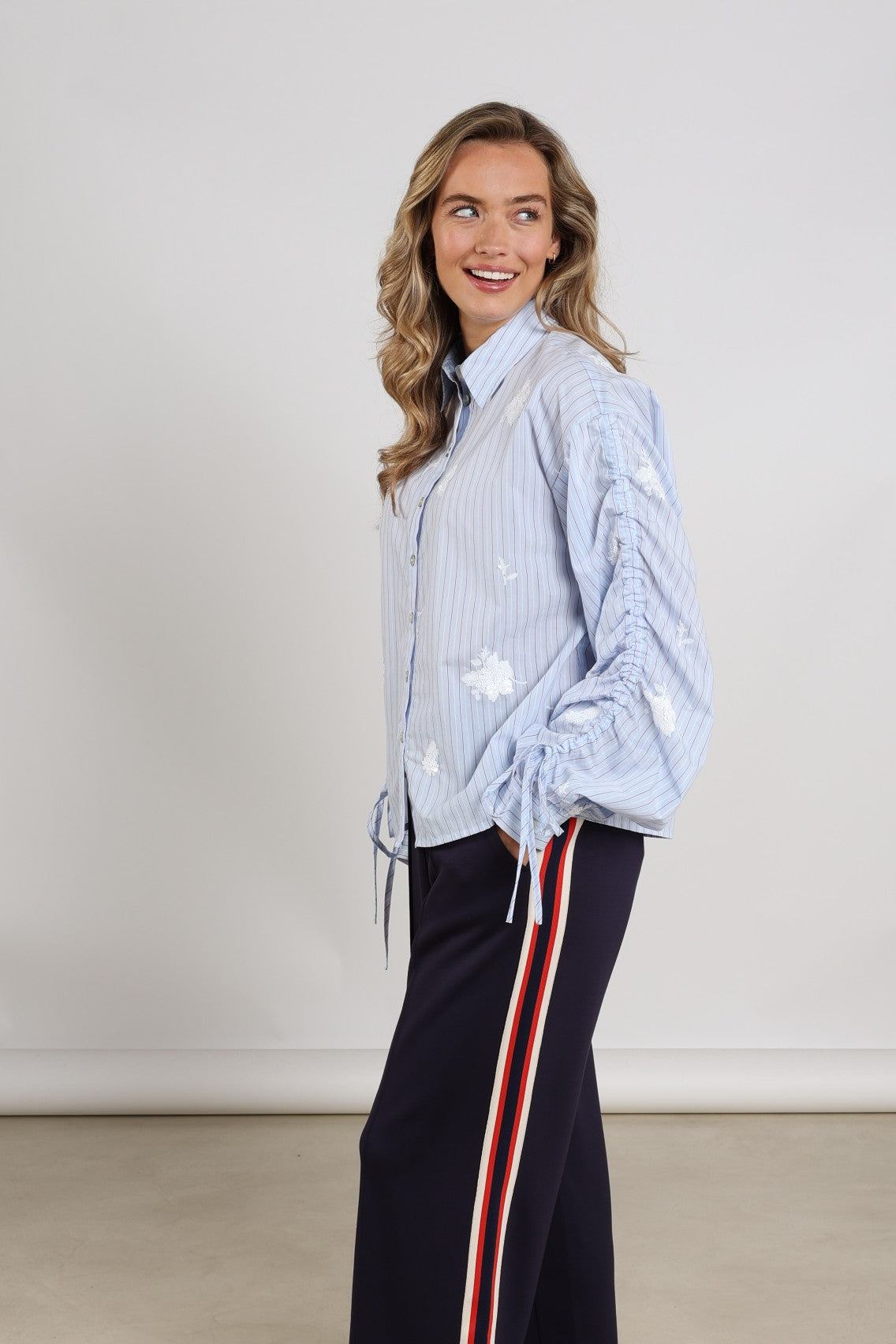 Rosa Blouse Stripe | Sky/Kiss