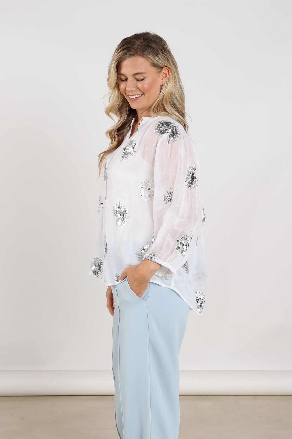 Lynn Blouse Paillet | Offwhite/Silver