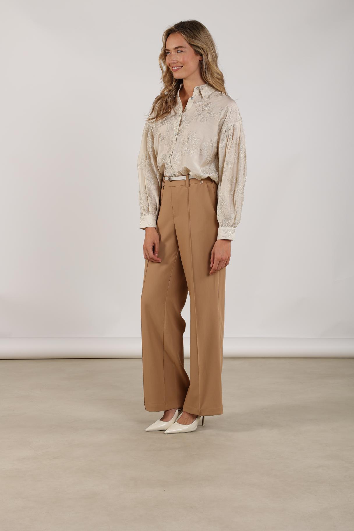 Nola Blouse Embroidery | Offwhite/Gold