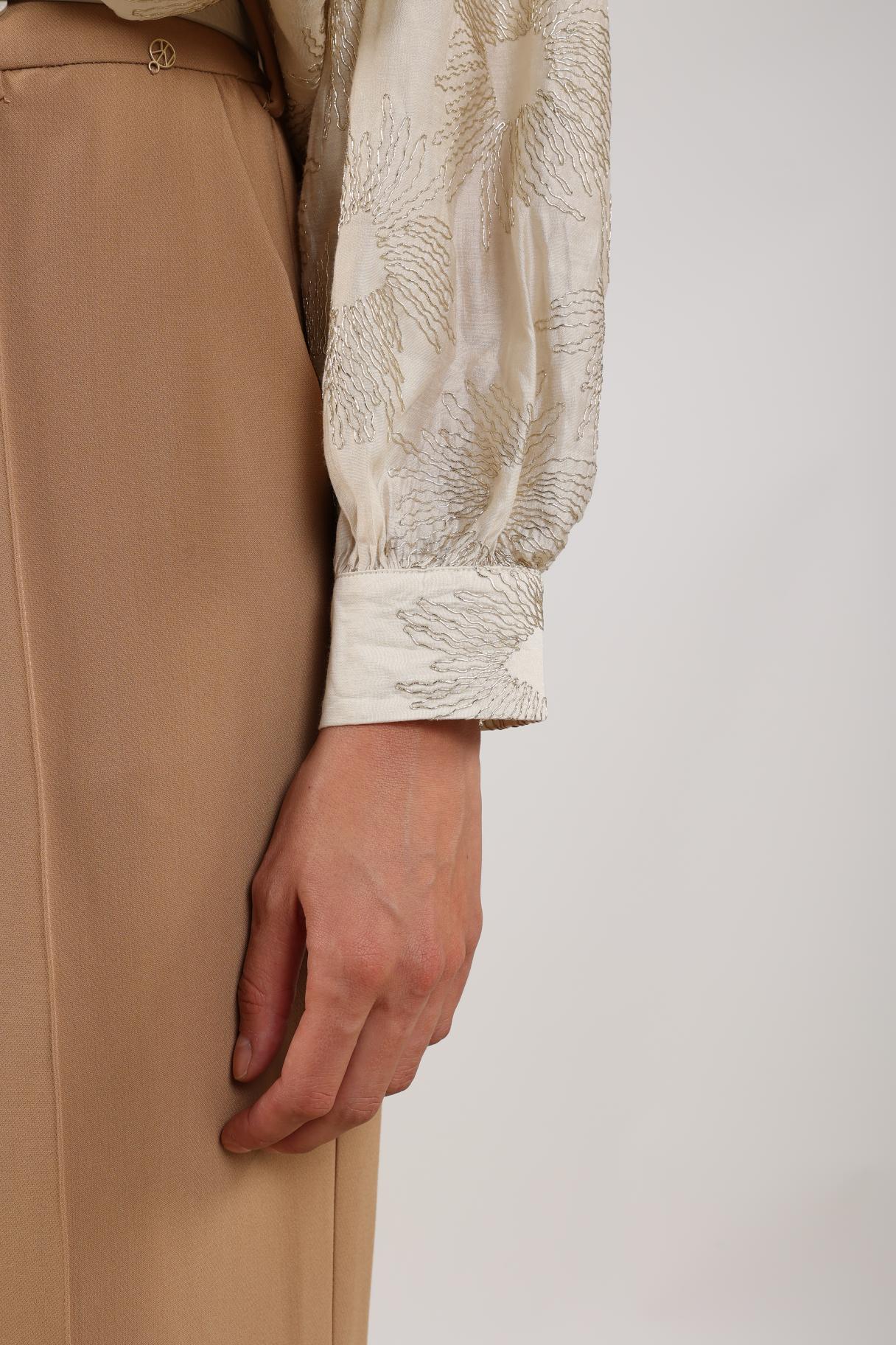 Nola Blouse Embroidery | Offwhite/Gold