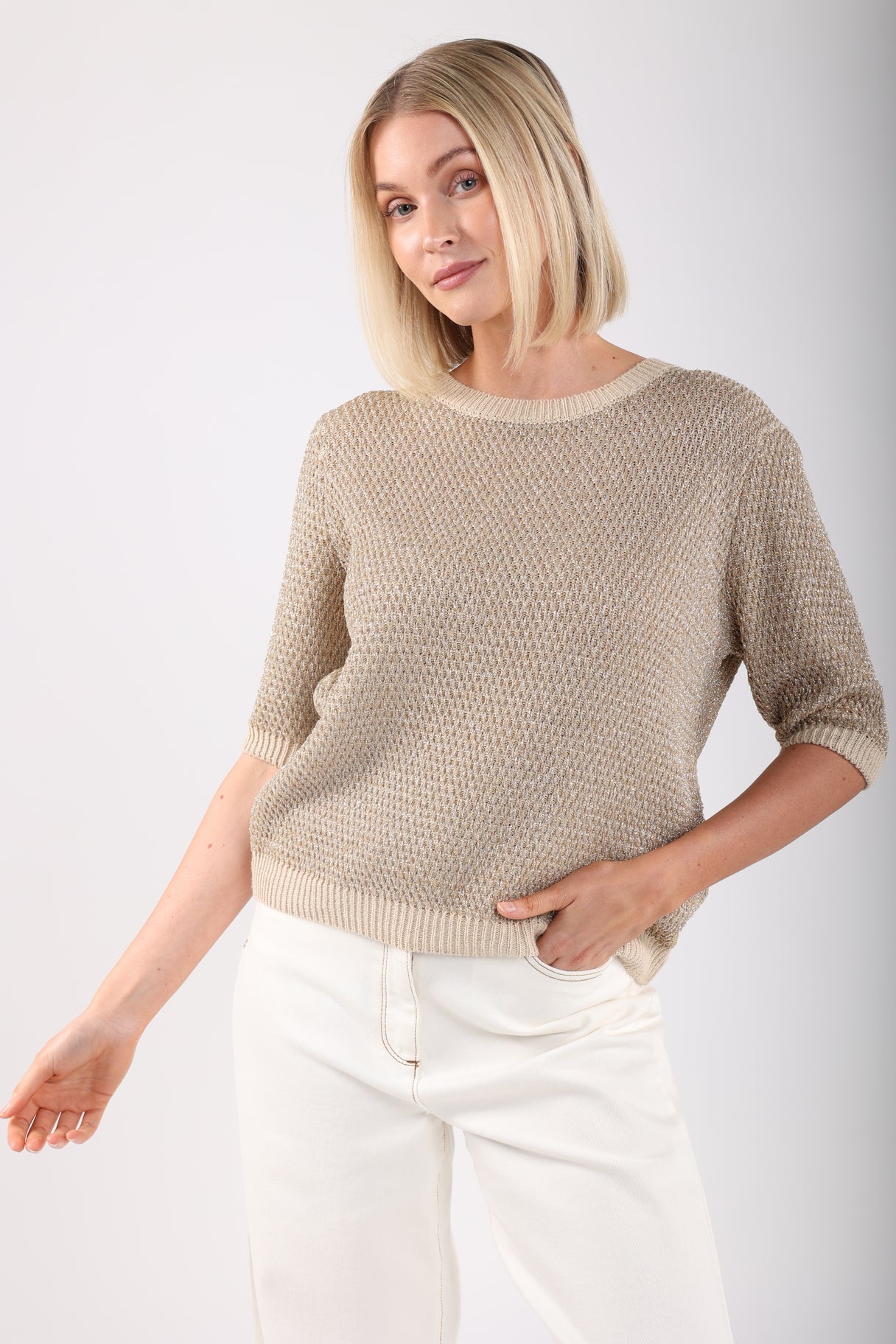 Allegra Pullover Lurex | Sand/ Gold