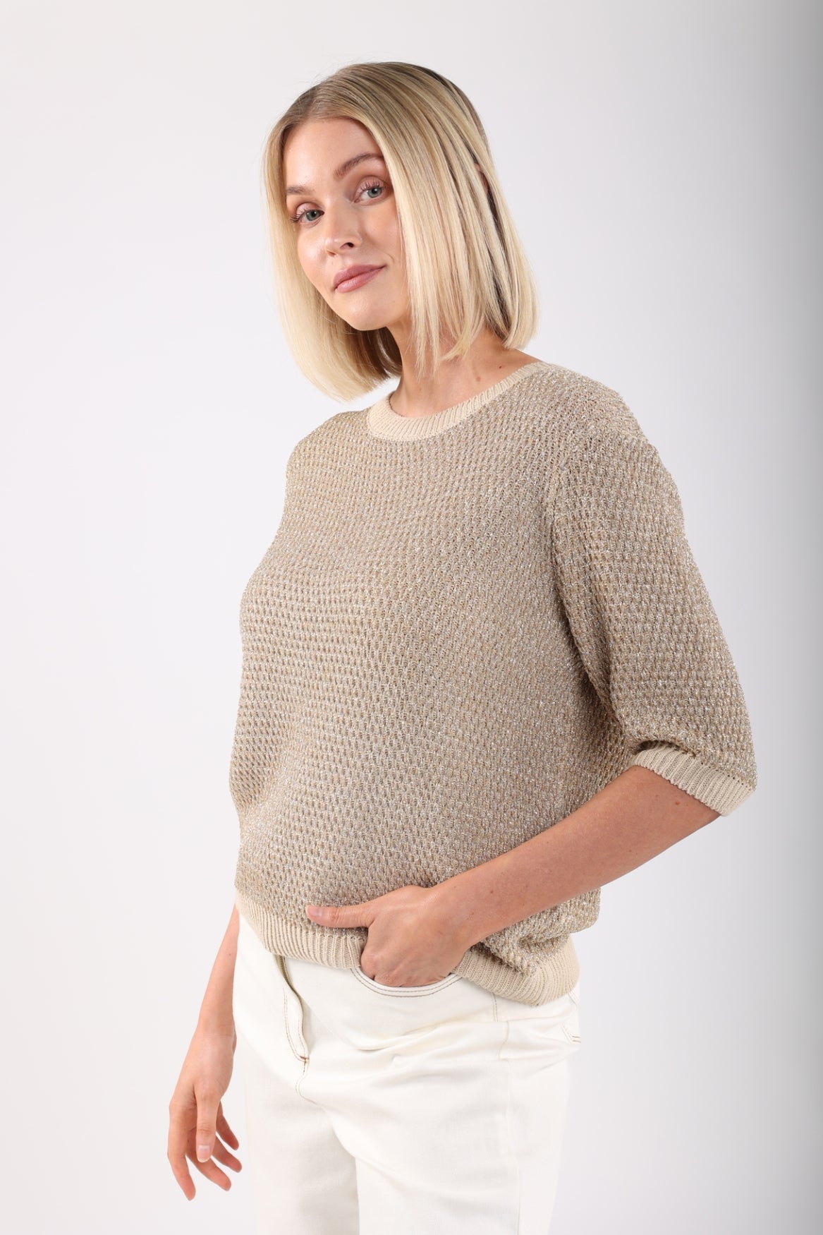 Allegra Pullover Lurex | Sand/ Gold