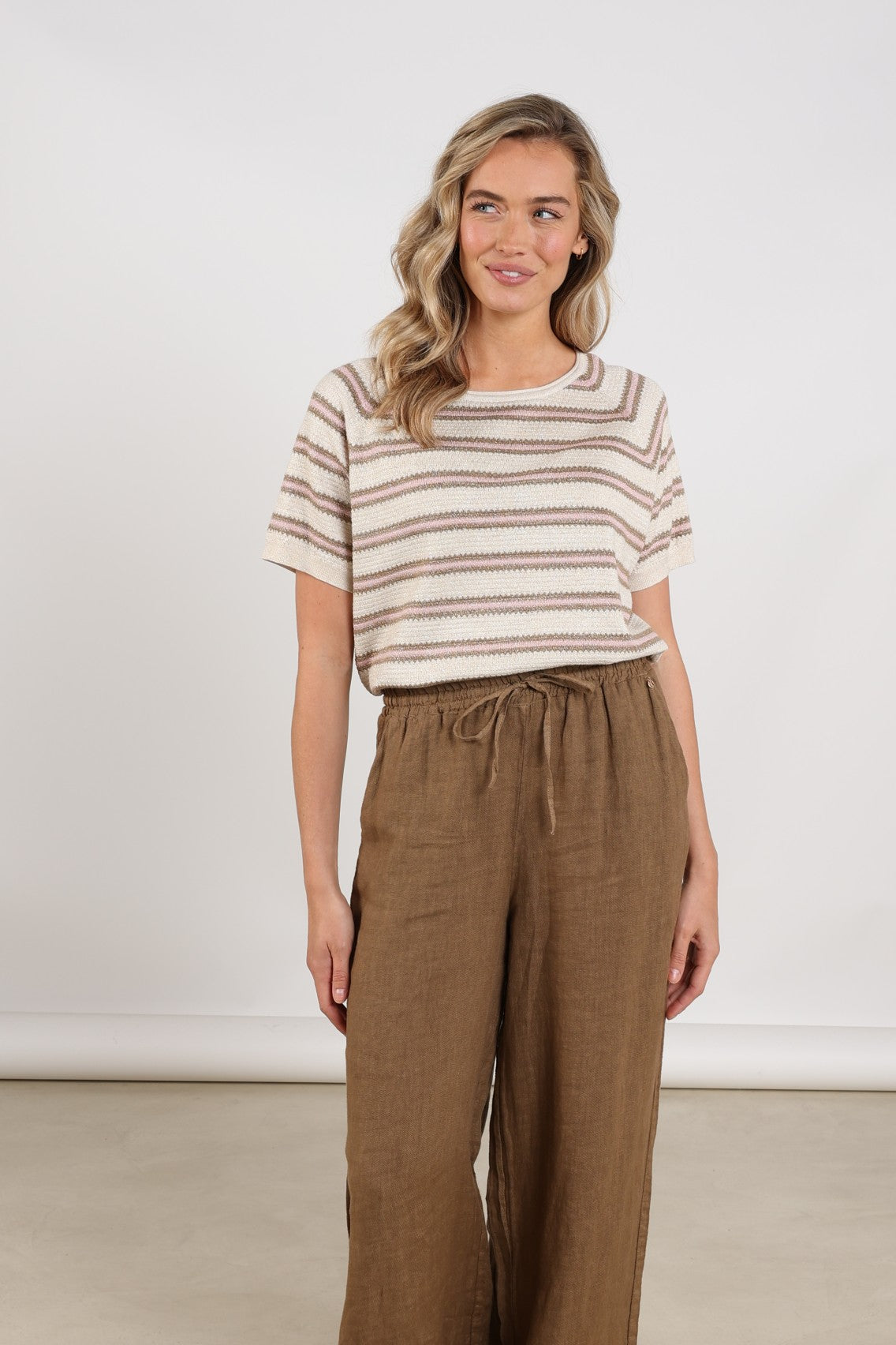 Rachel Pullover Stripe | Sand/Blush