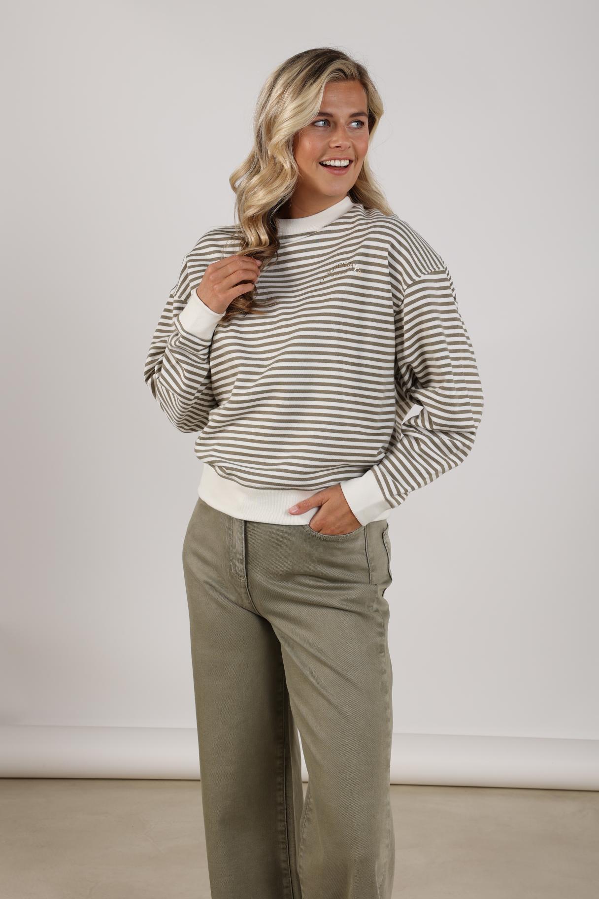 Patty Pullover Stripe | Offwhite/Army