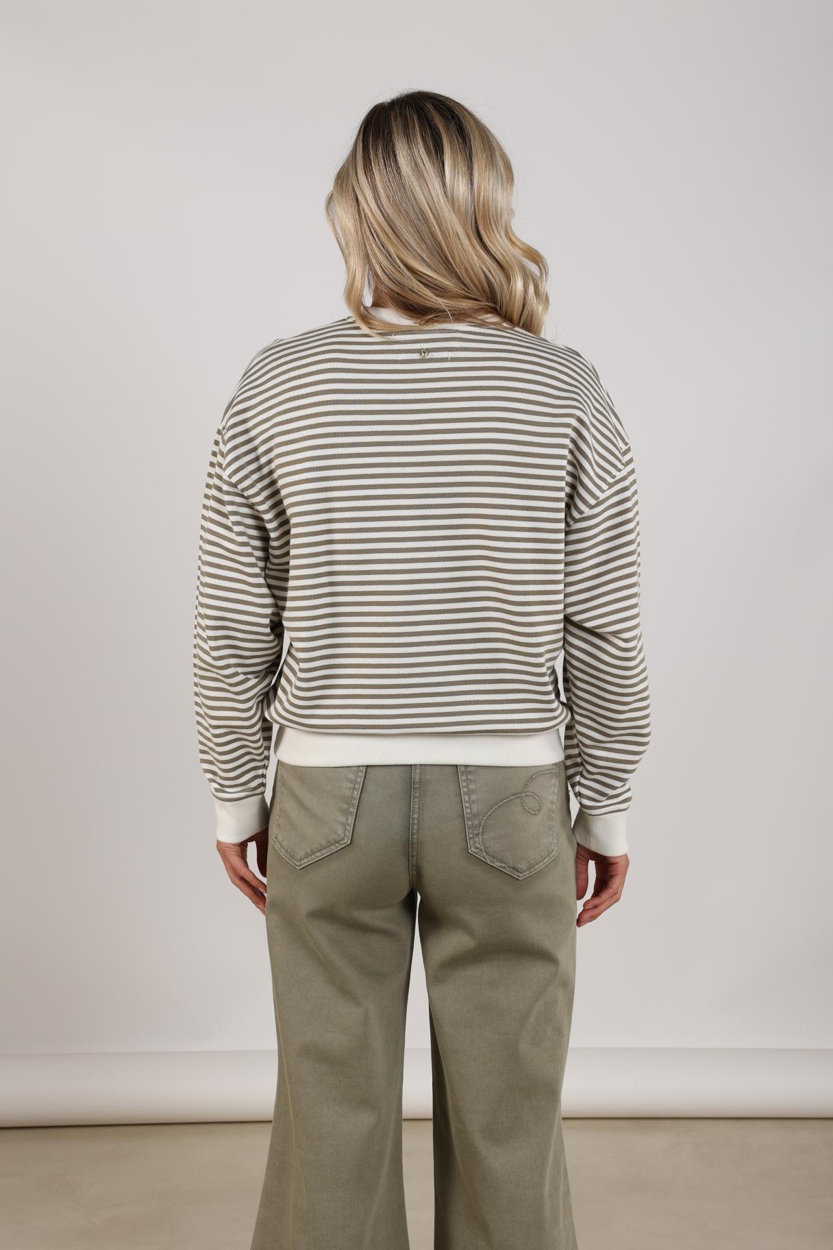 Patty Pullover Stripe | Offwhite/Army