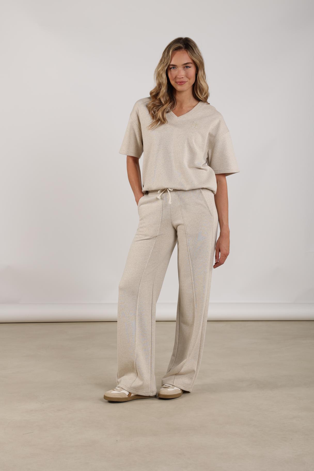 Cici Pullover Lurex V-neck | Sand