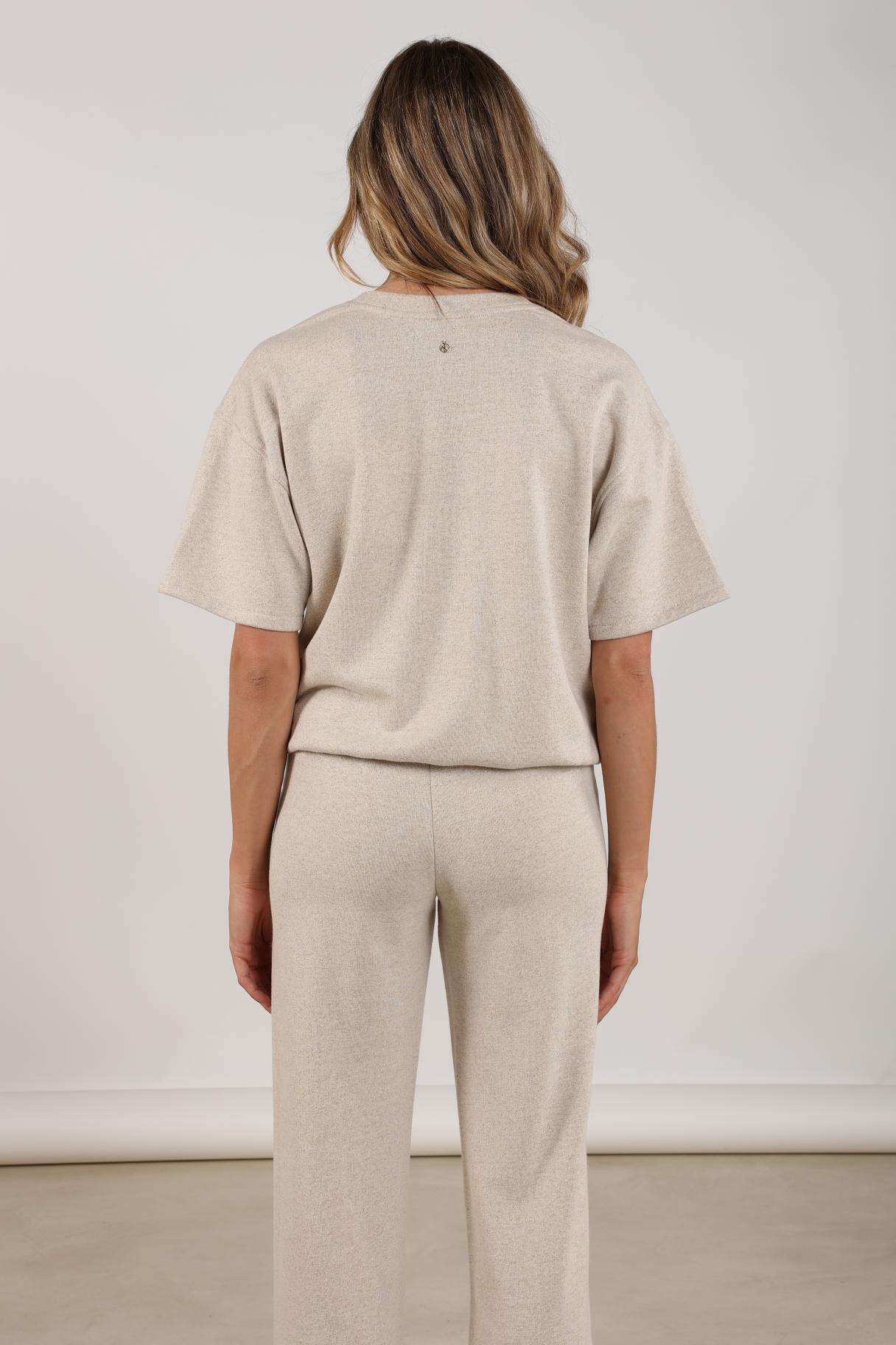Cici Pullover Lurex V-neck | Sand