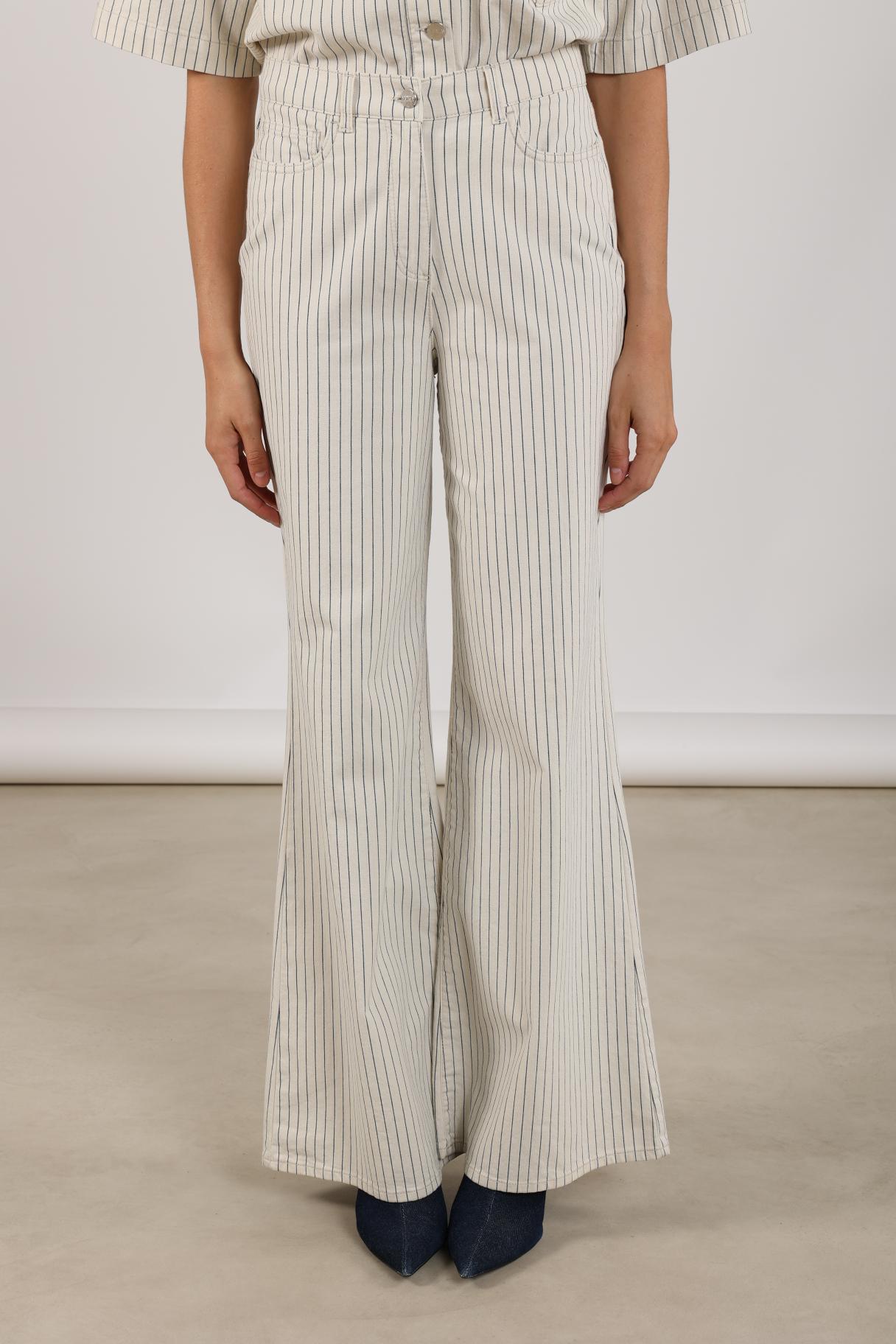Senna Pants Stripe | Offwhite/Navy
