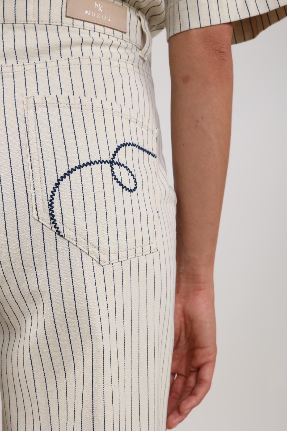 Senna Pants Stripe | Offwhite/Navy