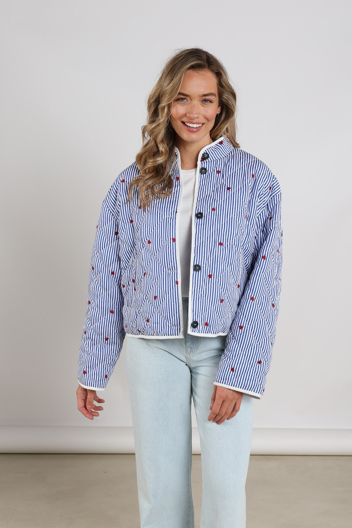 June Jacket Stripe | Offwhite/Navy