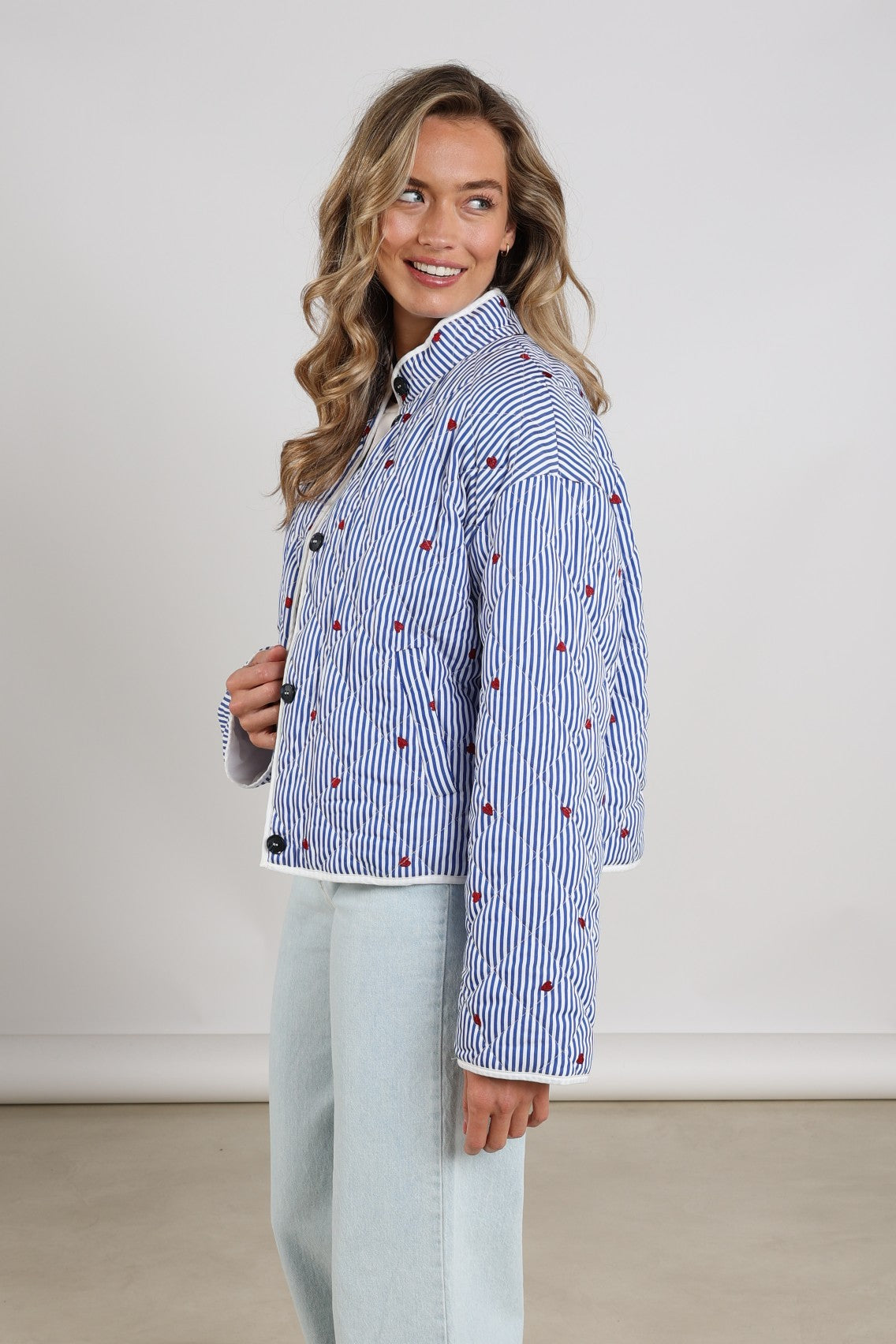 June Jacket Stripe | Offwhite/Navy