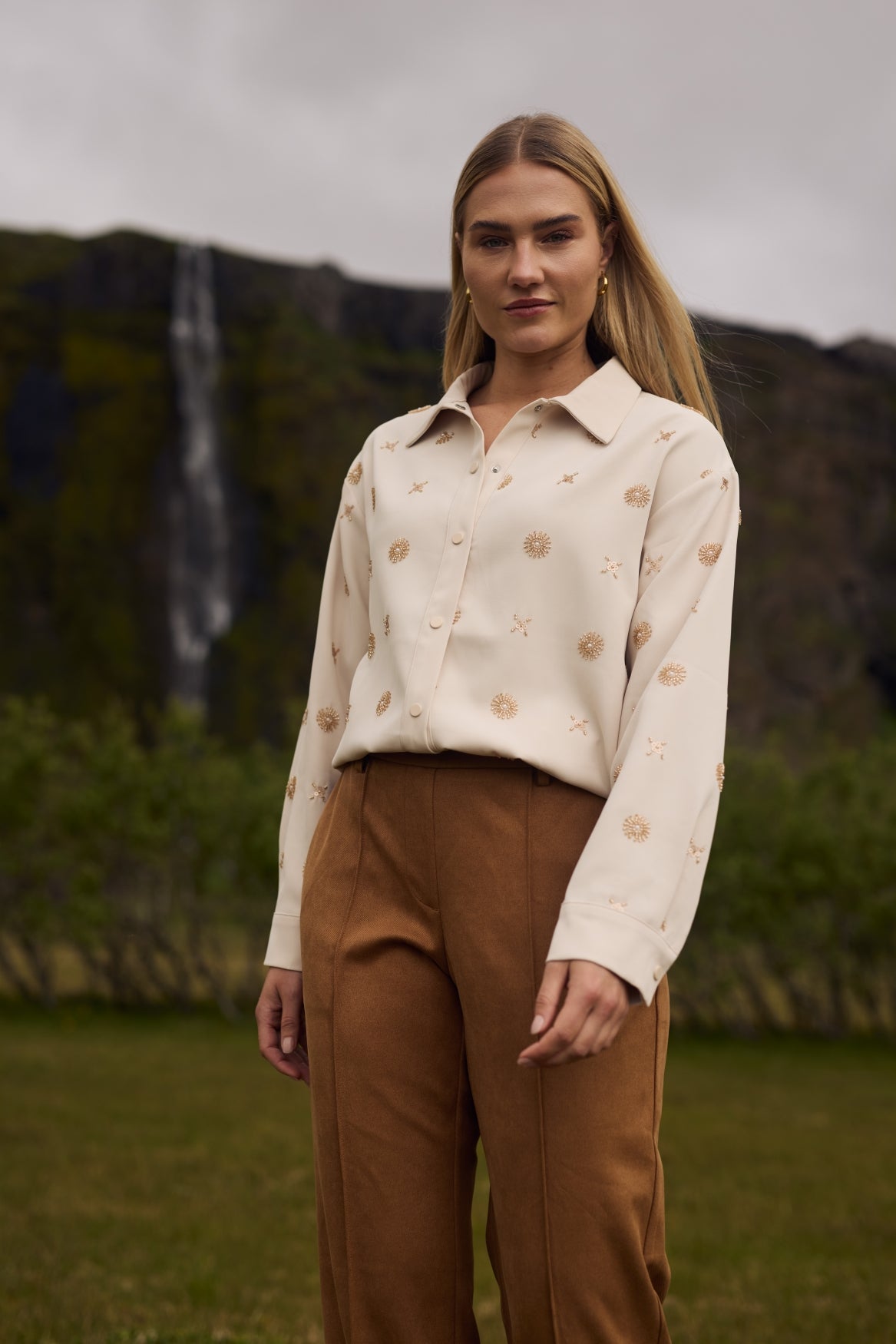 Newport Blouse Embroidery | Offwhite/Gold