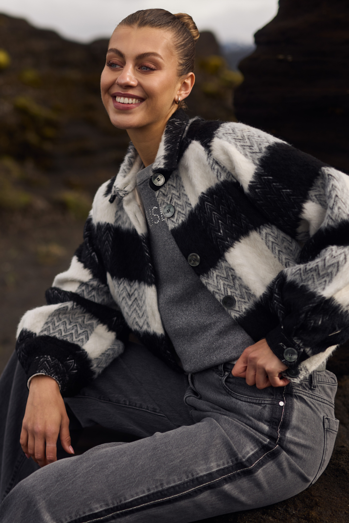 Milou Jacket | Offwhite/Black