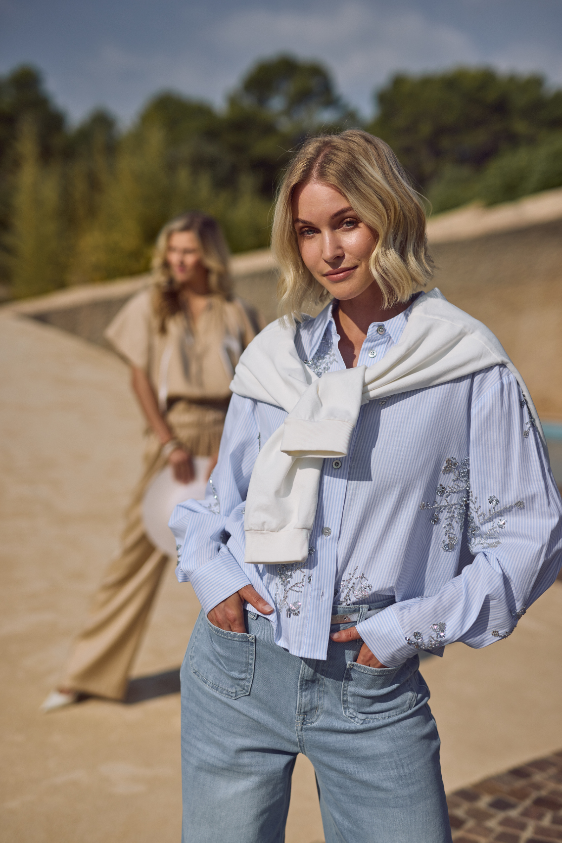 Adora Blouse Stripe | Cloudy/Offwhite