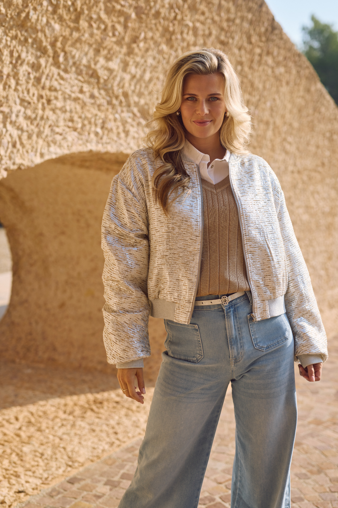 Babette Bomber | Silver/Camel