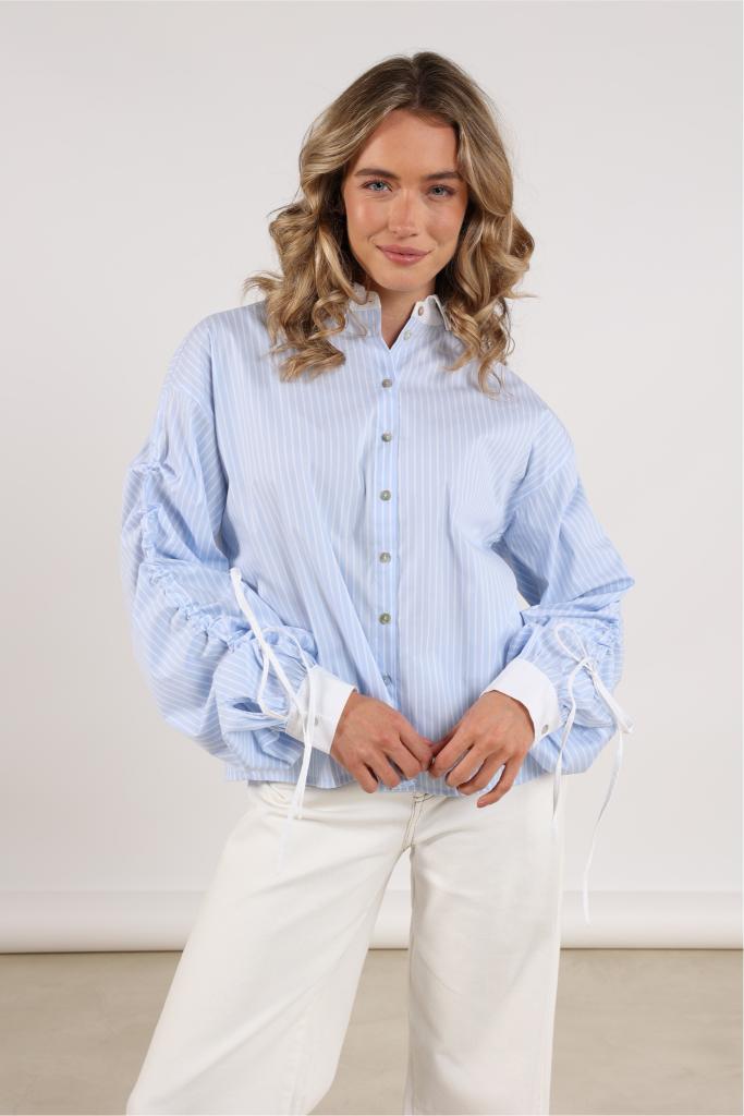 Rosa Blouse Stripe | Offwhite/Ice