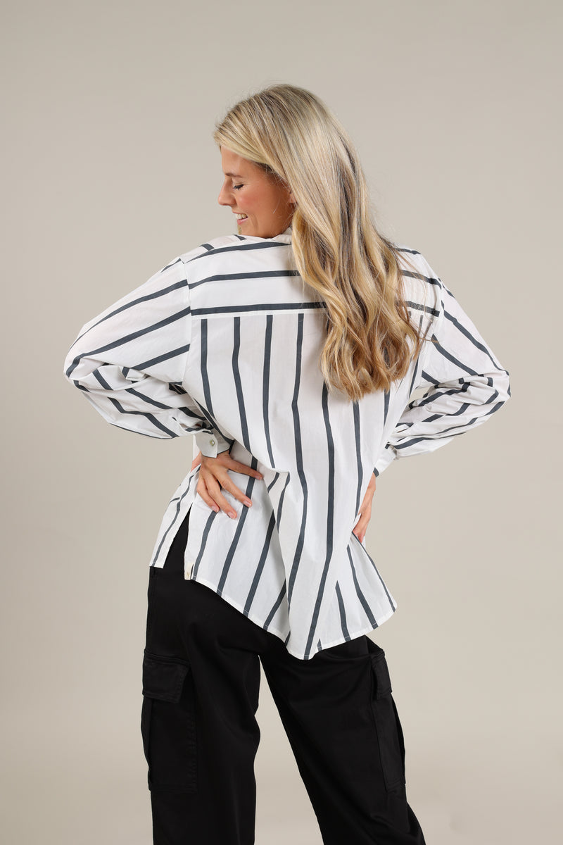 Ryleigh Blouse Stripe White/Black