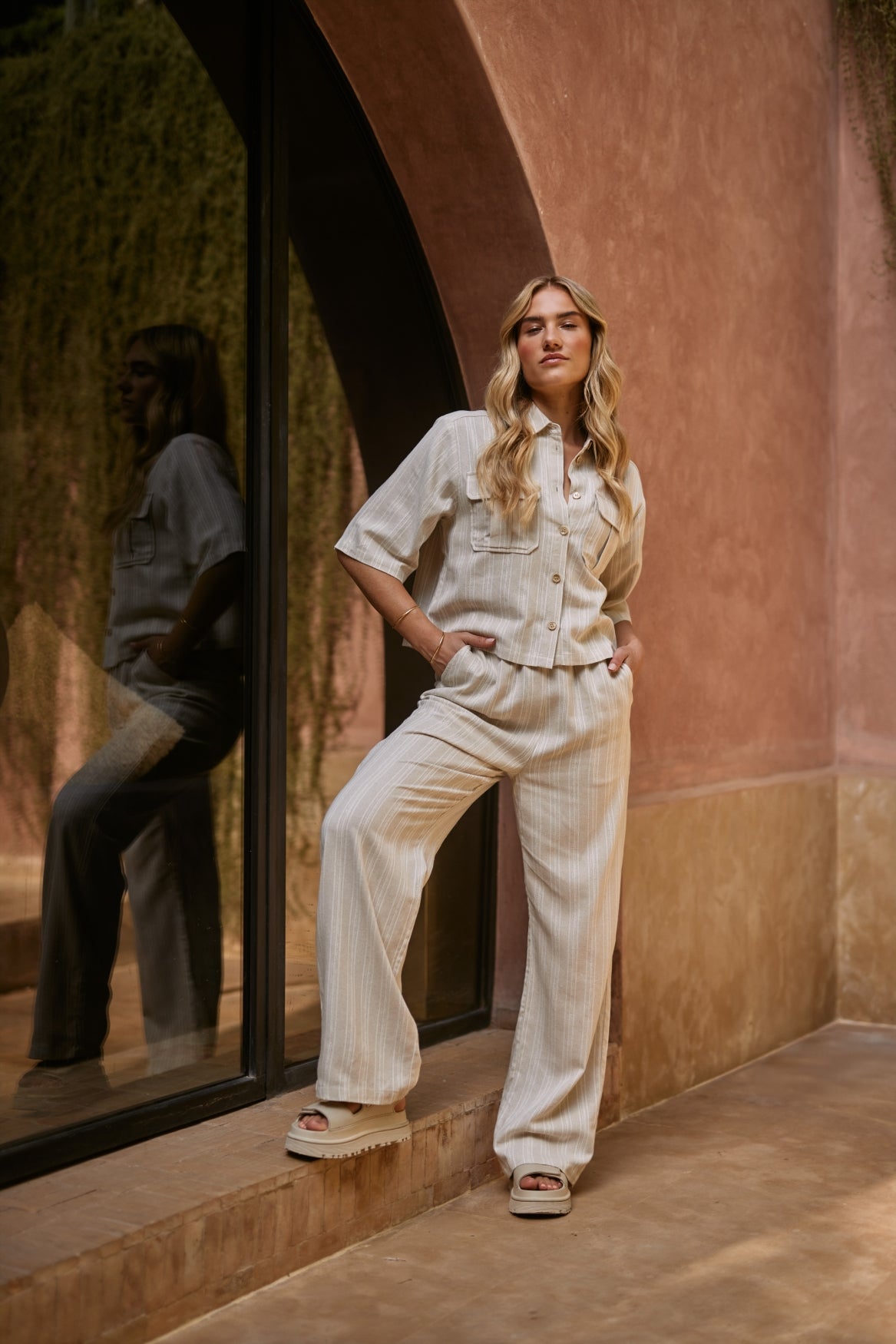 Valerie Pants Stripe | Sand/Offwhite