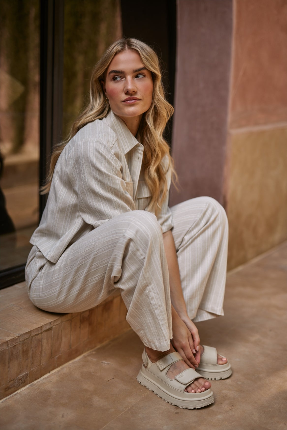 Bodine Blouse Stripe | Sand/Offwhite