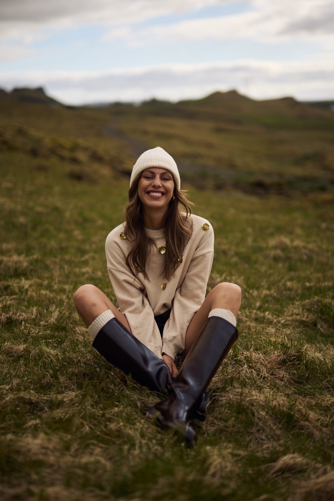 Beatriz Pullover Flower | Sand Melange