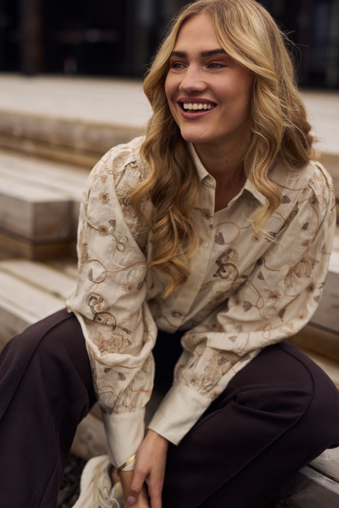 Preston Blouse Embroidery | Sand