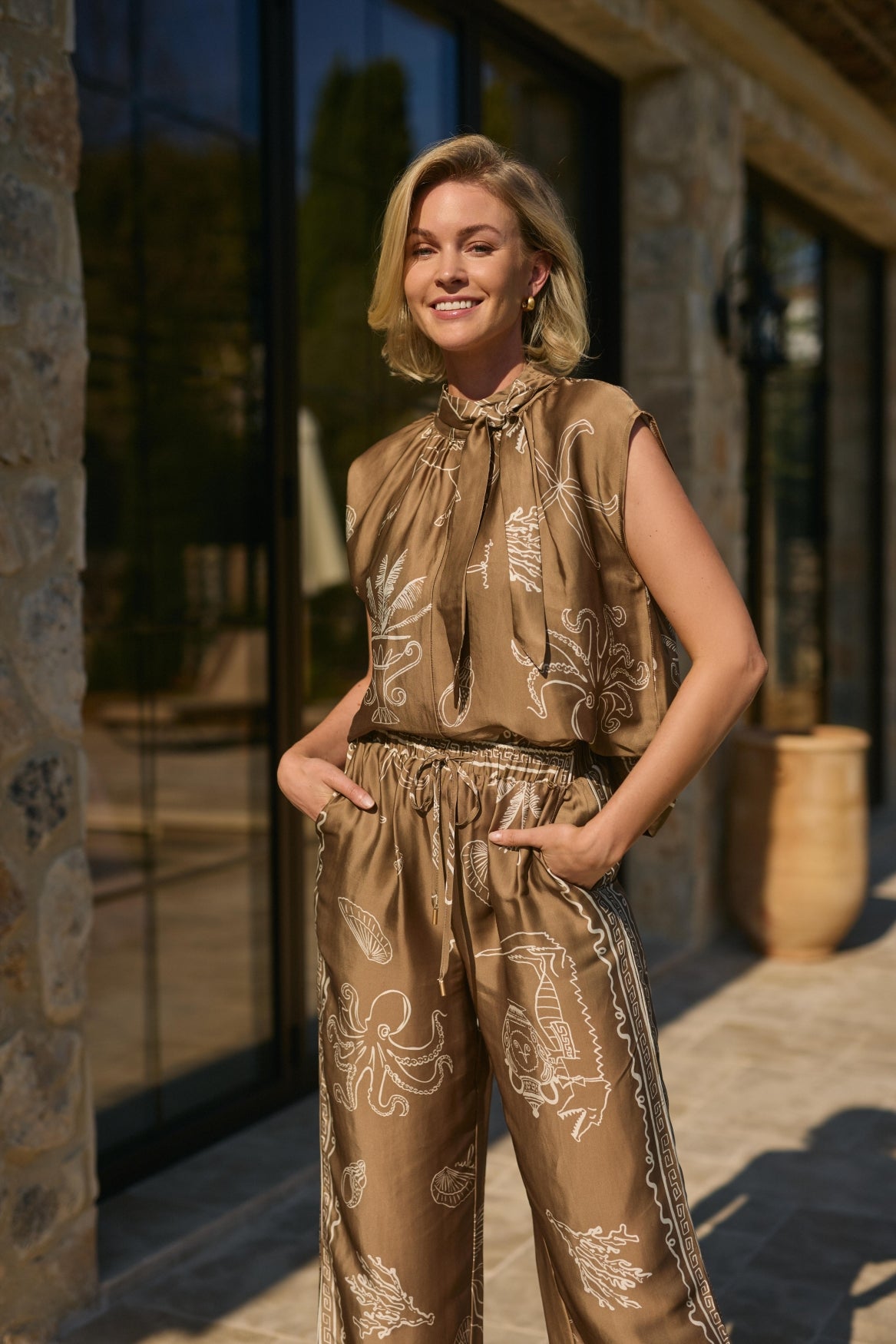 Valerie Pants Print | Fango/Offwhite