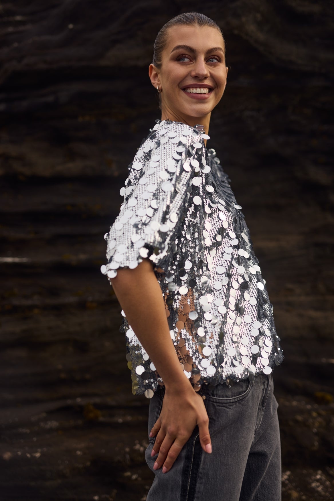 Yara Top Paillet | Silver